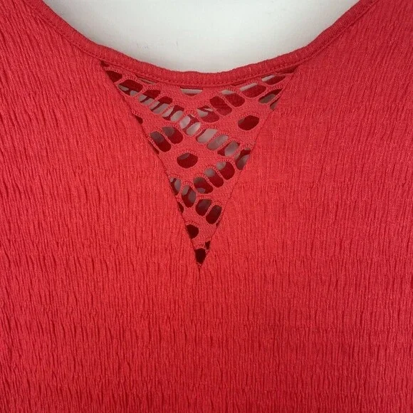 Free People To The Point Dress with Lace Cut Outs size Small Eyelet Long Sleeve - Picture 4 of 8